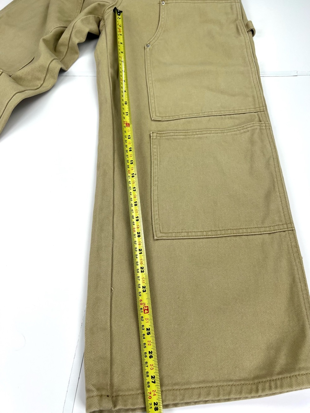 Twik by Simons 100% Cotton Canvas Utility Wide Leg Carpenter Jean M Tan Neutral - Picture 12 of 13